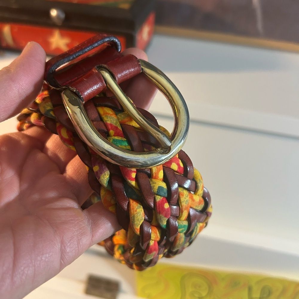 Escada Colorful Braided Belt with Gold Buckle Made in Italy 42 - Picture 12 of 15